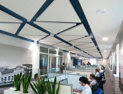 Акустическая панель остров K&R Design OST Треугольник 600х600х40 мм Ral 9003