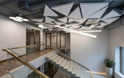 Акустическая панель остров K&R Design OST Треугольник 1000х1000х40 мм Ral 9003